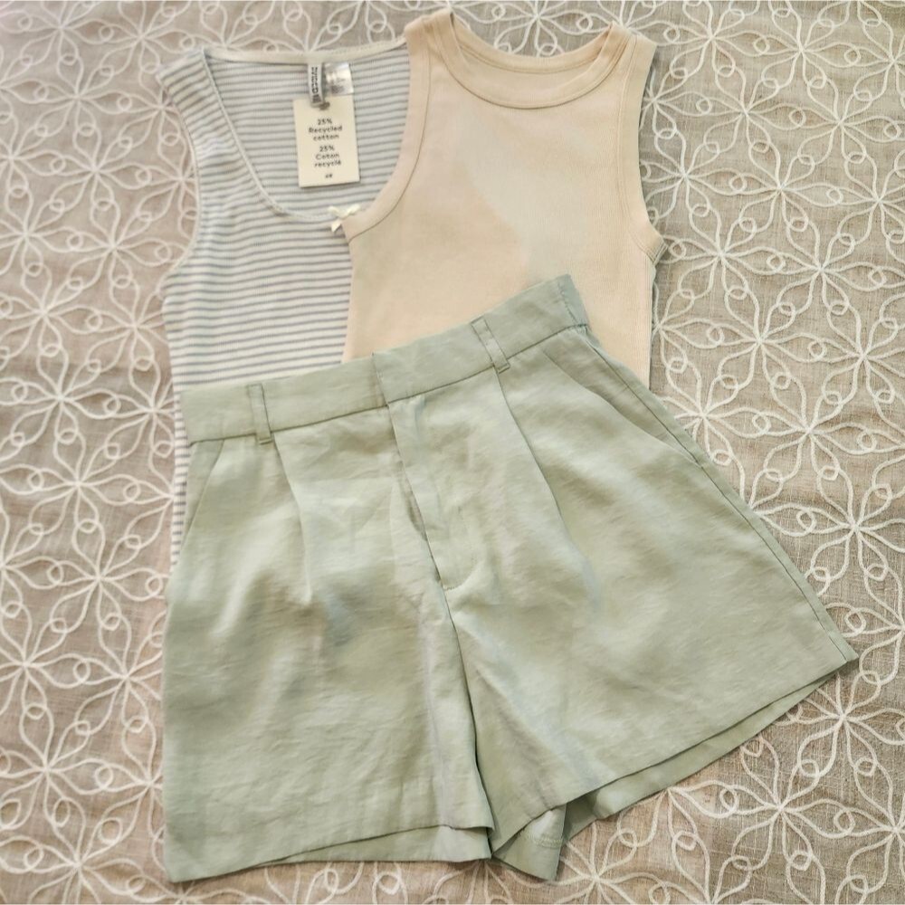 Zara Modal Blend Shorts And Two Cotton Blend Tank Tops Bundle Size Small